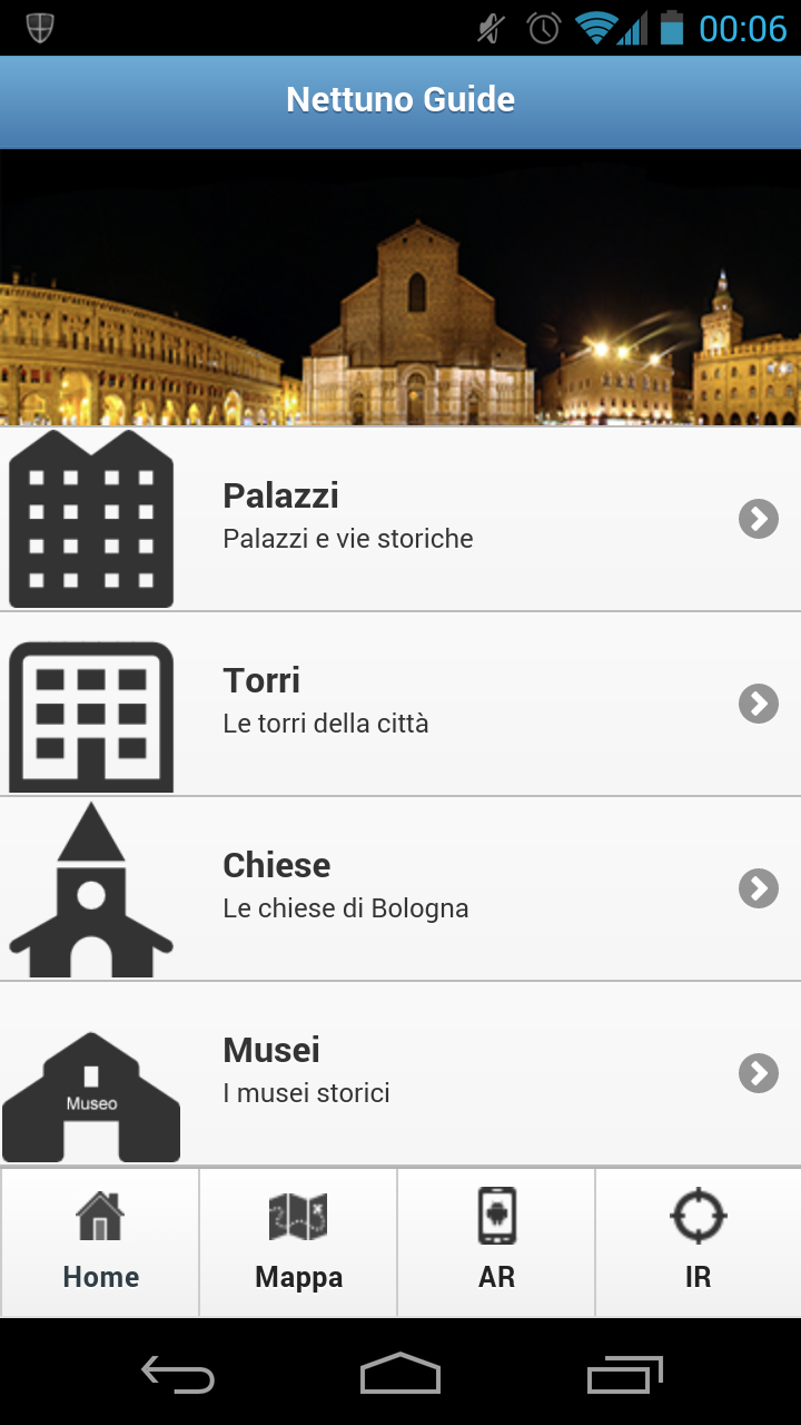 Homepage applicazione mobile